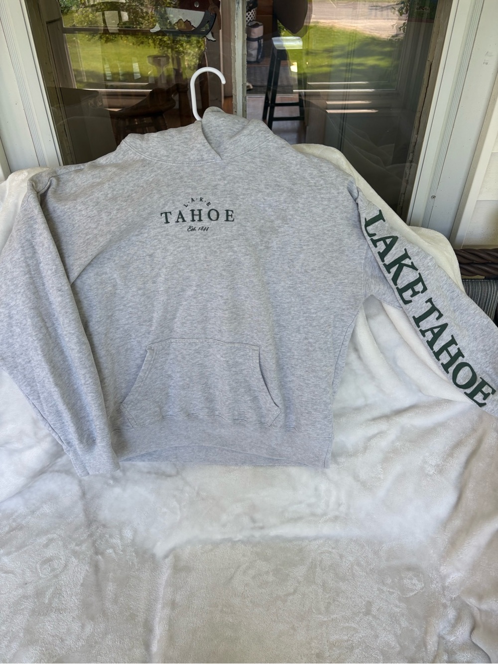 Hollister Tahoe Crewneck Sweatshirt in Light Gray with Dark Green Lettering